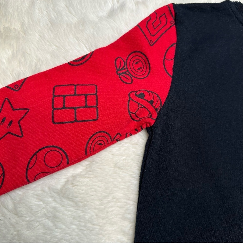 Nintendo Super Mario Sweatshirt Black & Red Size 5 - Picture 14 of 16